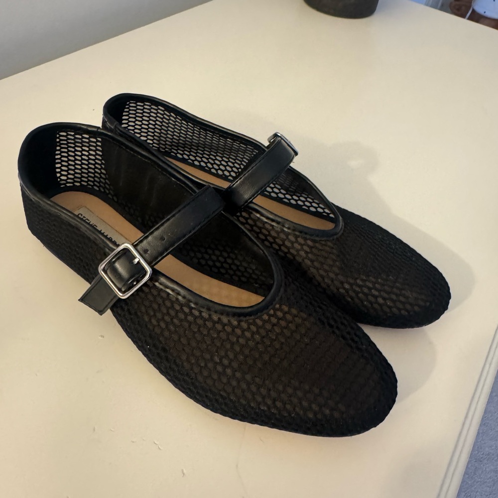 Steve Madden Black Mesh Flats